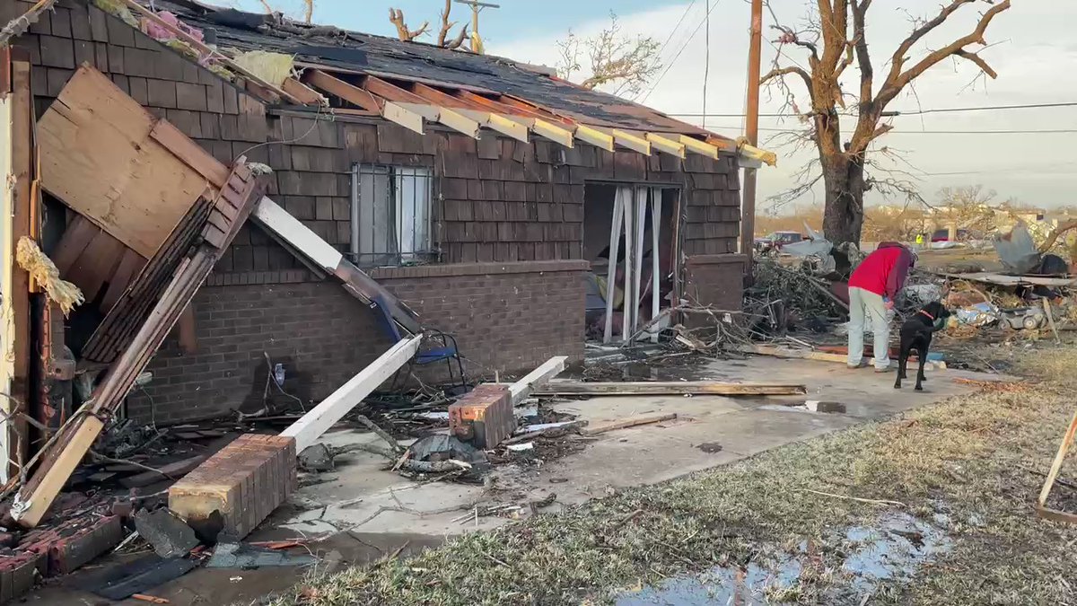 Mike Cantrell in Jacksboro, TX.   He rushed to his 90-year-old mom's house where she was taking shelter in the shower.   She and her dog are safe. Her home is destroyed