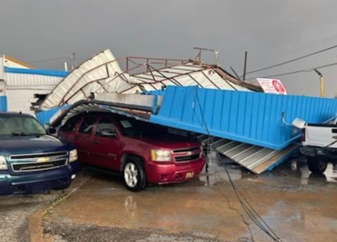 Photos from damage in the immediate DFW metroplex. This is in the River Oaks area off Montrose Drive. Radar indicated the circulation started in this area and continued northeastward. No reports of injuries. Thank you Christina Segundo for the photos