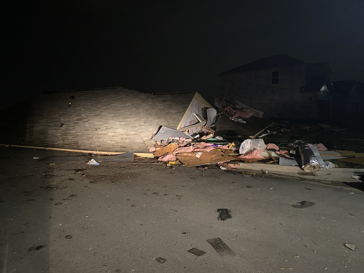 This development off Limmer Loop in Hutto has a lot of damage to homes. One home that was completed had the roof ripped off. There are other homes that were being built that have toppled over as well. 