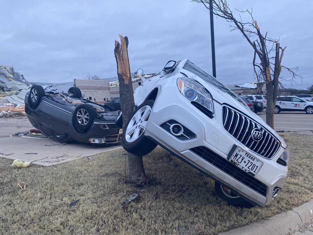 The suspected tornado that tore through Jacksboro yesterday picked up cars like they were toys, smashing them into each other, throwing them across the parking lot and, in some cases, flipping them over completely