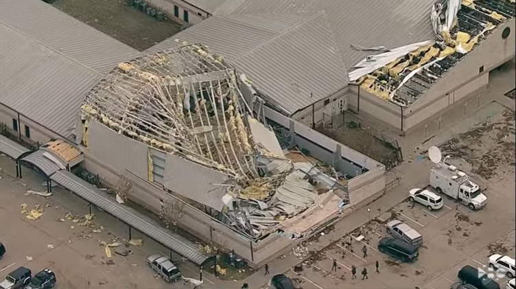 Here's an aerial look at the damage in Jacksboro after a radar-confirmed tornado hit the town yesterday. Fortunately, no severe injuries were reported.   