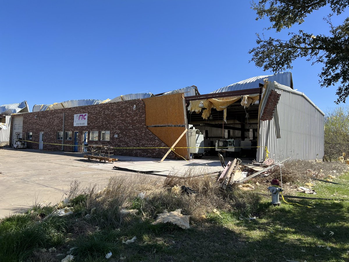 Homes spared and others not so much. This is the damage in Hutto in a subdivision off Limmer Loop. Businesses were also destroyed off Tradesmen Drive