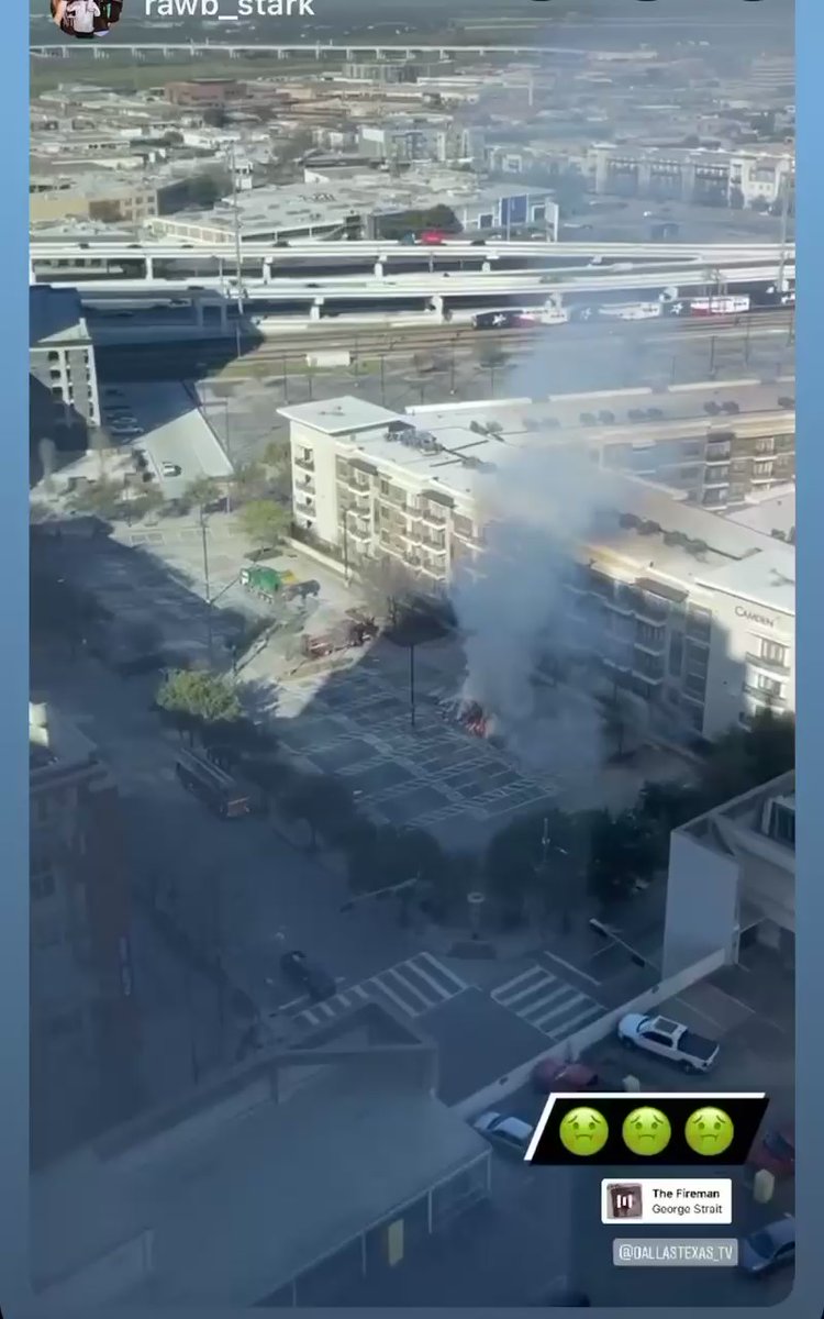 Giant pile of trash on fire in downtown Dallas, Texas