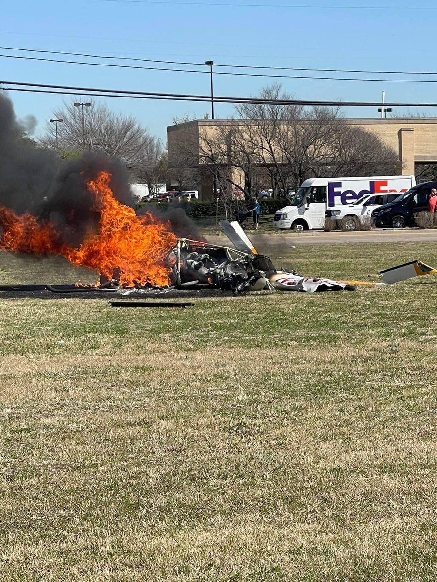 At least one person was hurt in a fiery helicopter crash in Rowlett. It happened just before noon in the 2200 block of Lakeview Parkway, about two miles west of the President George Bush Turnpike