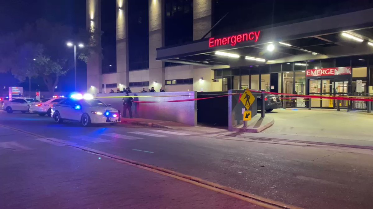 More crime scene tape is going up around the car sitting outside the hospital. Hoping to learn more from authorities on if this vehicle, with possible bullet holes in the windshield, is connected to tonight's shooting of an off-duty @HCSOTexas deputy