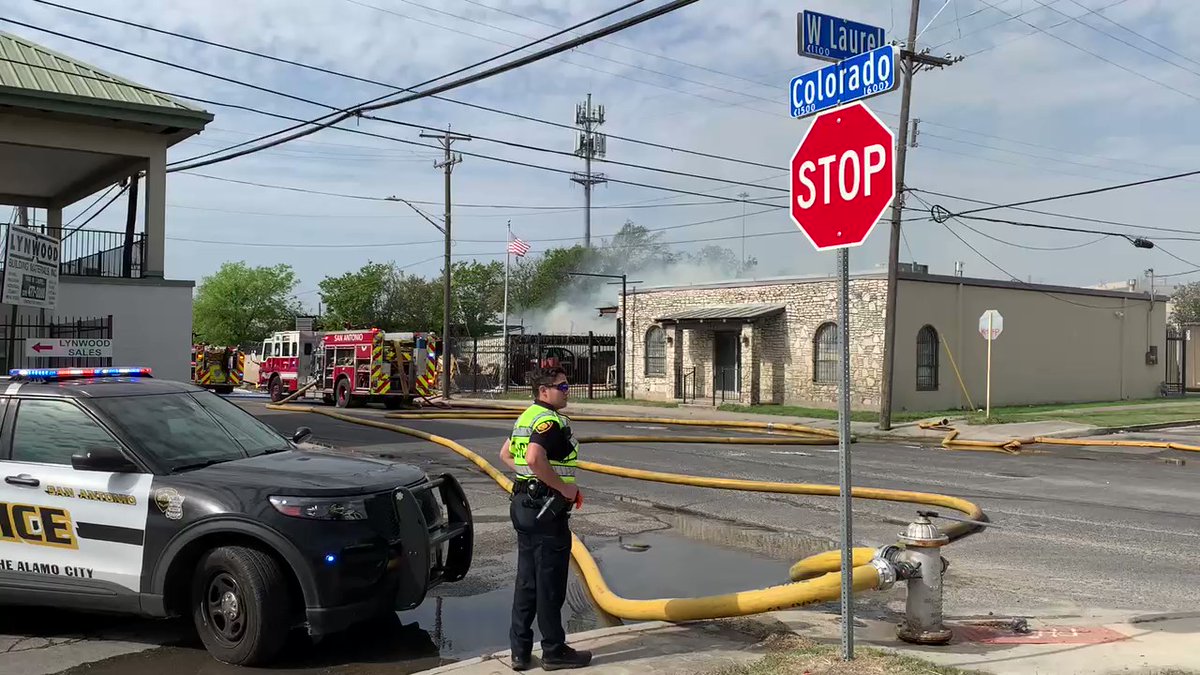 Just west of downtown, San Antonio firefighters are still working to contain a fire near the 1200 block of Laurel Street. The fire began around 3:30 this morning, impacting an unoccupied building. No one was hurt.