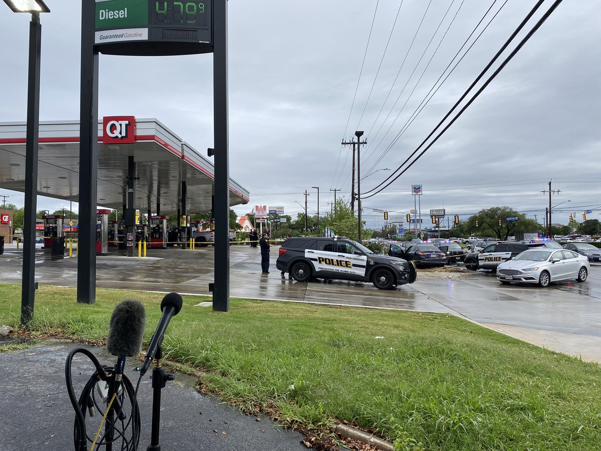 Scene of a shooting at the QT gas station at the corner of Ramsey & San Pedro