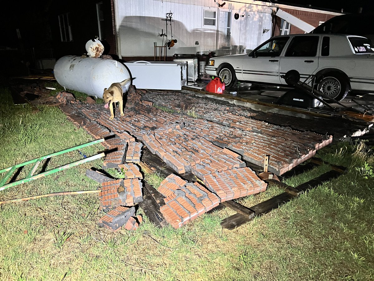 Some tornado damage to a home 2 miles south of Thalia, TX