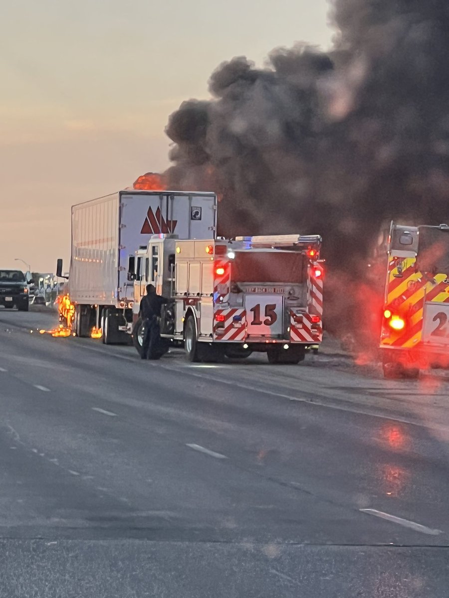 New photos show a semi-truck that caught on fire on I-10 west near Thorn Avenue in El Paso Wednesday night. Fire crews are checking for hotspots, according to an El Paso Fire Department spokesperson.