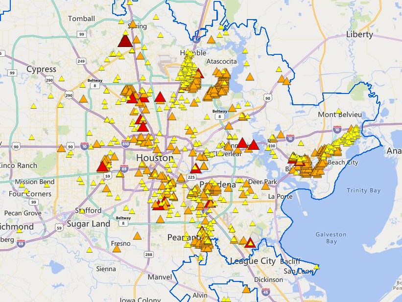 CenterPoint Energy is reporting just under 25K power outages across the Houston area, as of 11:48 a.m.   Track outages here: