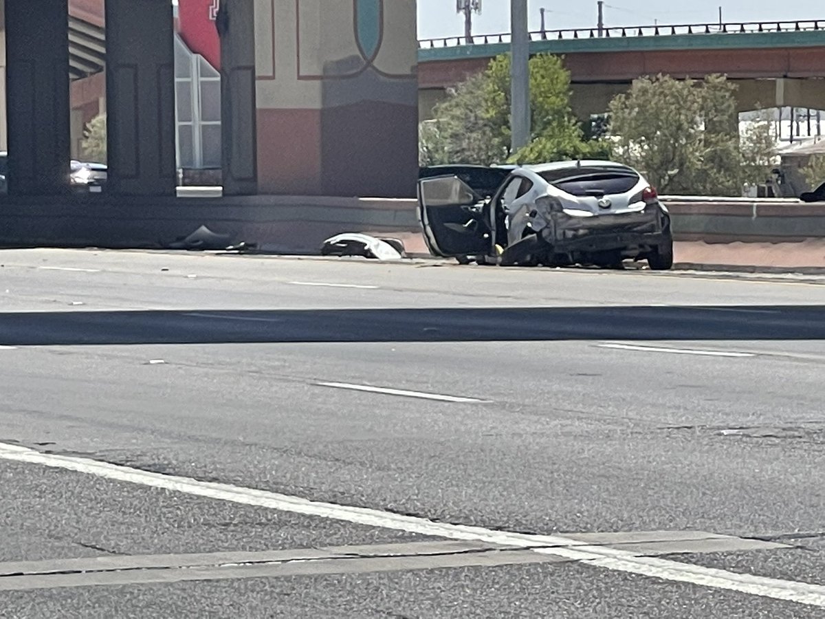 A one vehicle crash on the Spaghetti Bowl headed west has sent one person to the hospital with life threatening injuries. Traffic is backed up heading east and west.