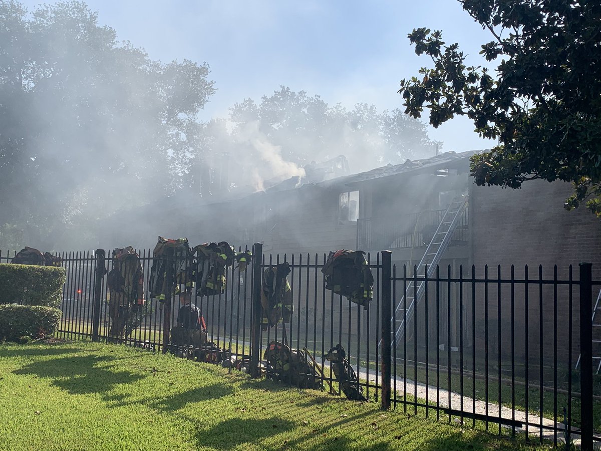 Dozens of firefighters are battling a fire at an apartment complex on Richmond and Windchase. 16 units impacted. No one was injured