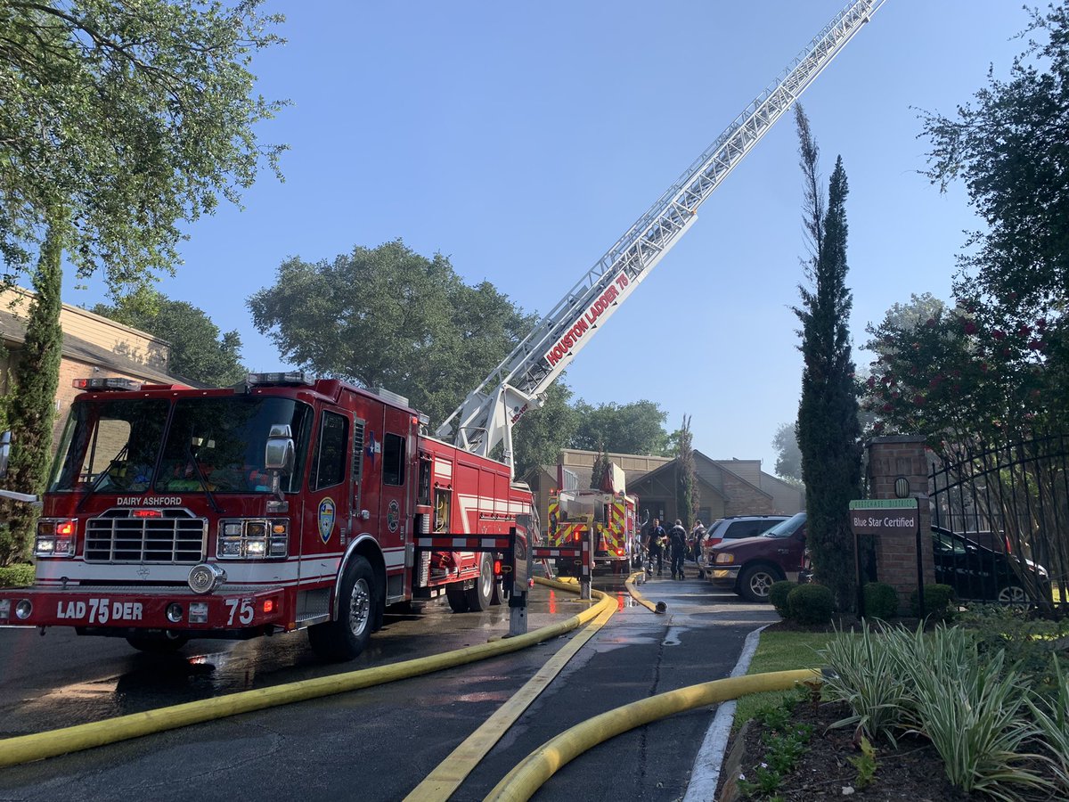 Dozens of firefighters are battling a fire at an apartment complex on Richmond and Windchase. 16 units impacted. No one was injured