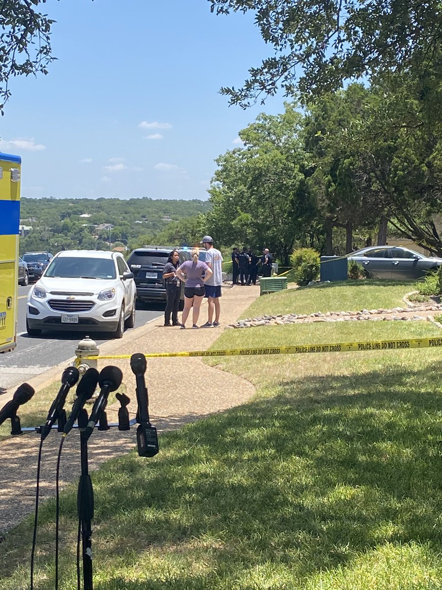 Police are investigating a shooting in northwest Austin on Bluegrass Drive off 360. The two story white house is not where the shooting happened but this is where the police line starts