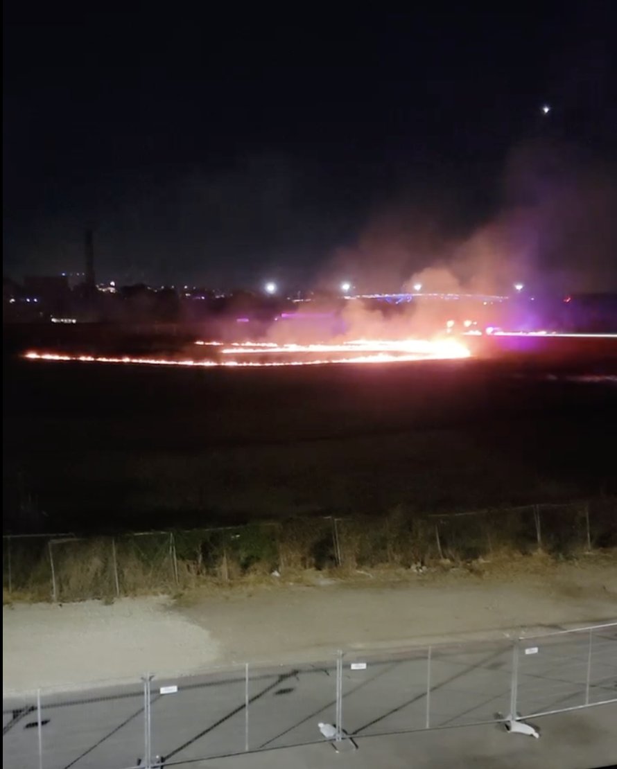 Grass fire has sparked during the Fort Worth fireworks display at Panther Island