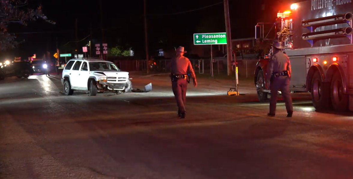 A man was arrested Sunday night after police say he crashed into a Poteet police unit, stole the police unit and lead authorities on a wild chase. Everything came to an end after the Poteet police chief hit the stolen police vehicle