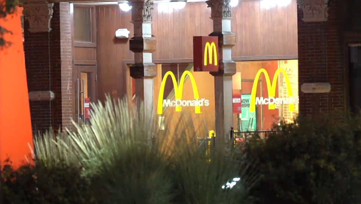 At least one person was stabbed overnight after police say a man was attacking pedestrians near a Downtown McDonald's