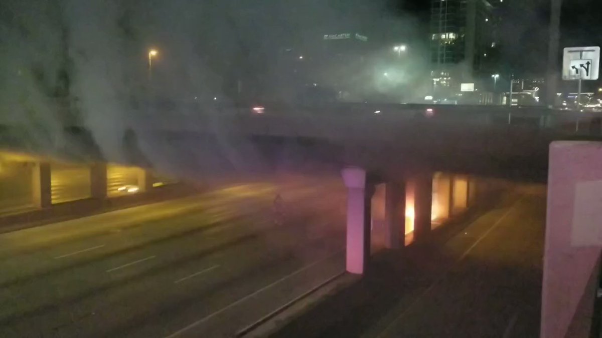 DFWtraffic NB Central Expressway shut down at Fitzhugh Ave due to a car fire