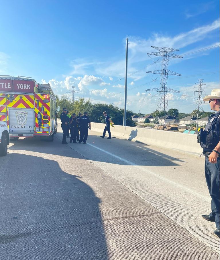 Heavy police presence in the 1900 block of N Sam Houston Parkway. A male victim was struck by a vehicle and was transported by EMS to a local hospital.  South bound lanes of the N Sam Houston Parkway are currently blocked off by emergency crews.   Investigation  continues