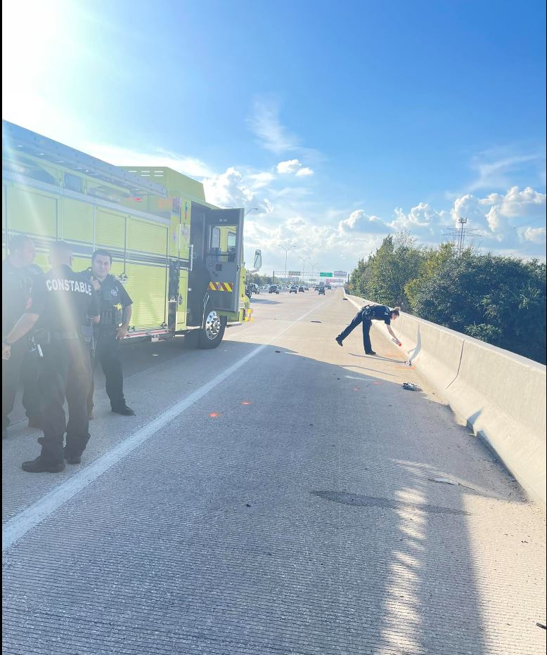 Heavy police presence in the 1900 block of N Sam Houston Parkway. A male victim was struck by a vehicle and was transported by EMS to a local hospital.  South bound lanes of the N Sam Houston Parkway are currently blocked off by emergency crews.   Investigation  continues