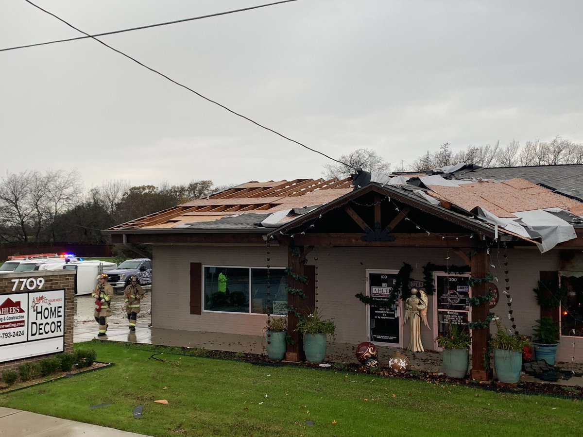Storm damage at 7700 Davis Blvd. FD team members reported rotation in the area just before this damage report came in