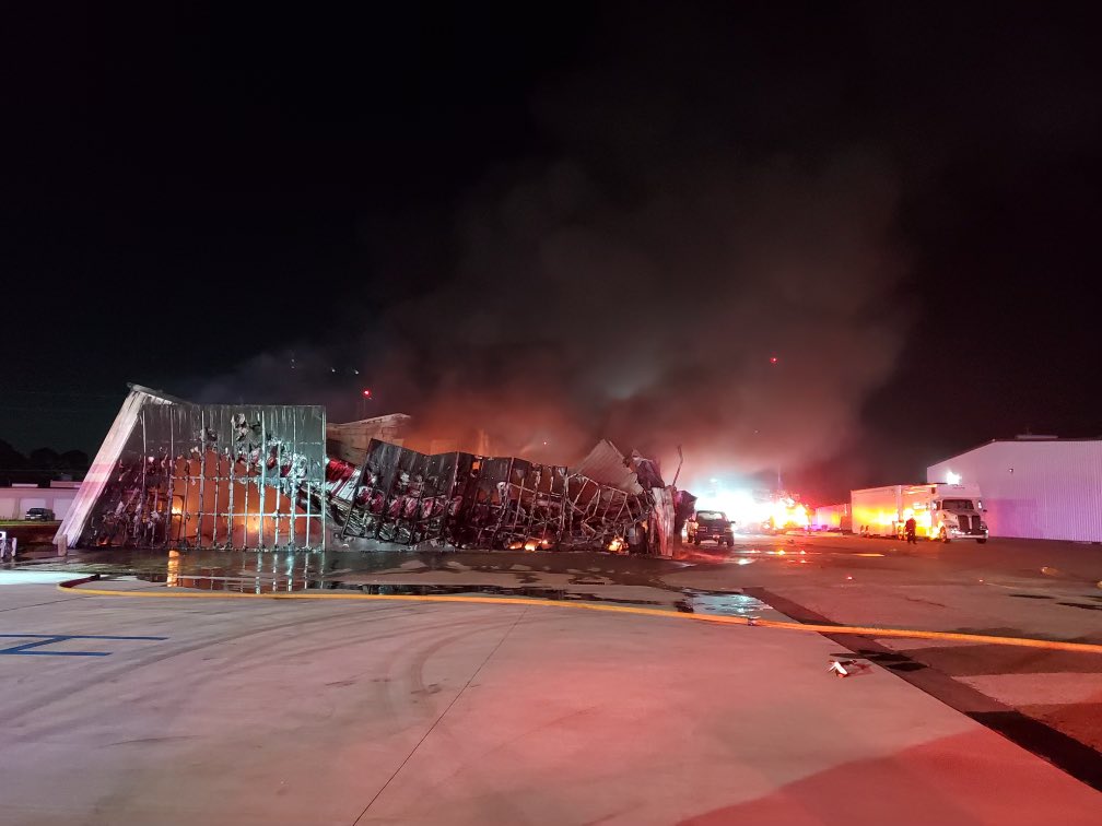 HCFMO Investigators and HazMat Response Teams will remain on-scene throughout the day checking for hot spots and conducting a thorough investigation of this morning's hangar fire at D.W. Memorial Airport. 