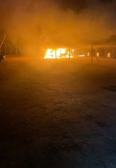 Deputy Mayra Castillo was patrolling in the 2200 block of Louetta Road when she noticed smoke coming from the parking lot of Davis Brothers Construction