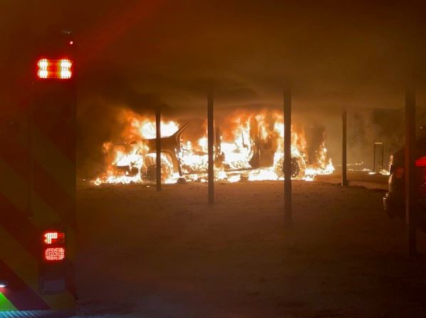 Deputy Mayra Castillo was patrolling in the 2200 block of Louetta Road when she noticed smoke coming from the parking lot of Davis Brothers Construction