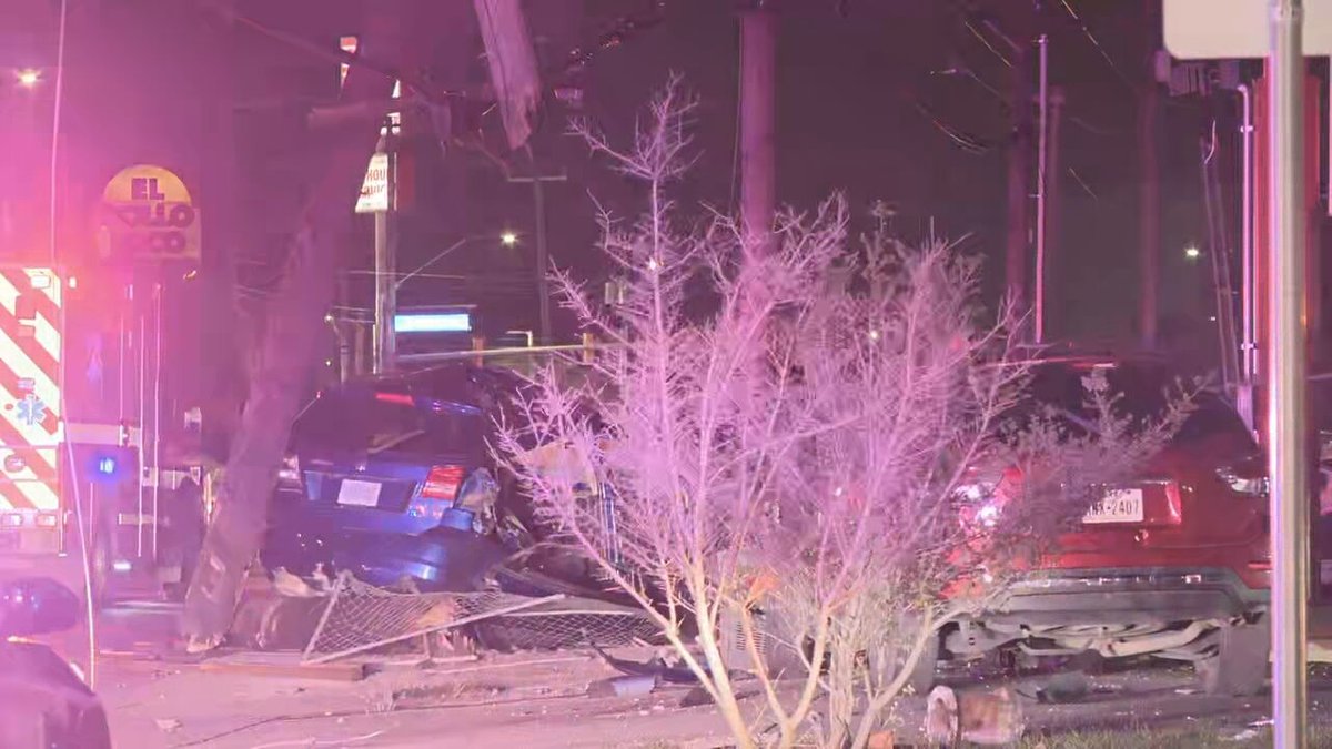 One person was killed in a major crash on the West Side at North General McMullen and West Commerce.   CPS Energy had to work to stabilize the power lines before police could thoroughly investigate the scene