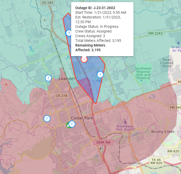 Over 3,000+ without power in Williamson County right now (10:15AM).