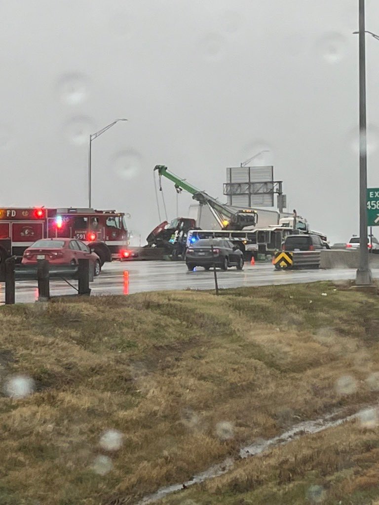 Major Accident (Denton County) Accident cleanup on northbound I35E near Swisher Road in the Corinth area. Commercial truck overturned onto the concrete median wall