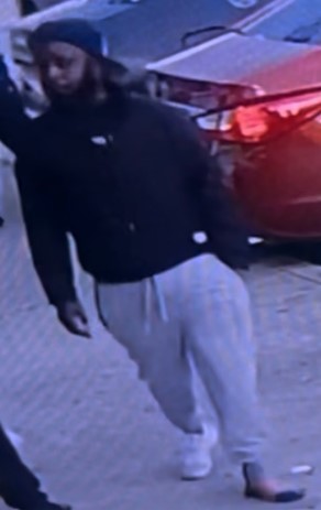 Homicide detectives are searching for this male, in a dark-colored hoodie and gray sweat pants, for last night's (April 10) fatal shooting of a man at 9648 Beechnut St