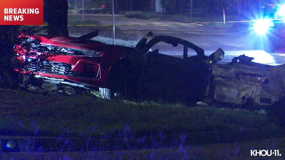 A woman died after being trapped in a fiery crash on S. Gessner near Welch Middle School Tuesday night, according to Houston police