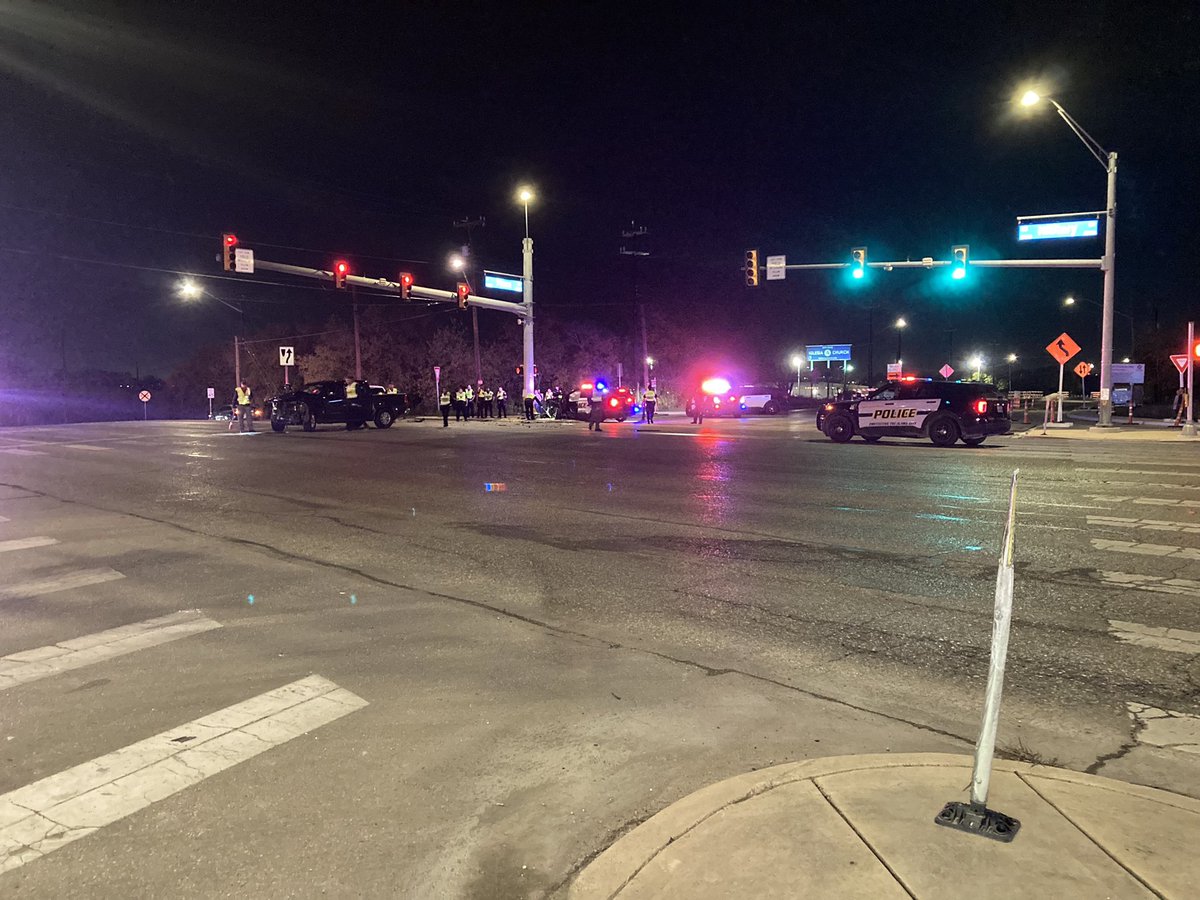 A San Antonio police officer is in the hospital with serious injuries after a crash on the SE side (corner of Presa and SE Military). Appears to be multiple vehicles involved. Multiple blocks of SE Military shut down. 