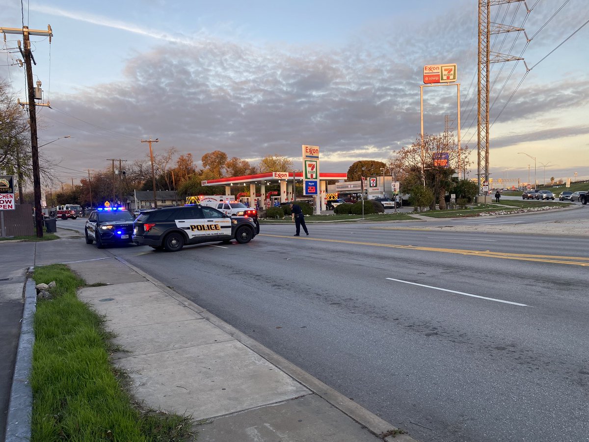 Police have long guns and shields out at this Exxon 7-Eleven on Fair Ave A group of people was escorted around the corner by officers with shields