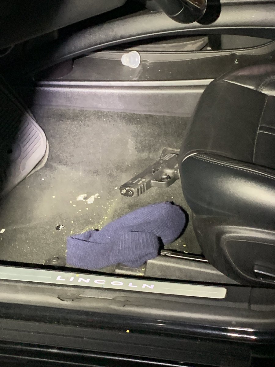 This is the suspect&rsquo;s gun on his driver side floorboard.Asst Chief Kevin Deese Media Briefing on Shooting Incident at 8400 Tidwell Rd