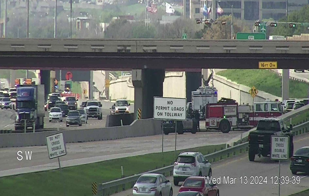 Irving PD is investigating a scene along southbound PGBT near 635. It is unrelated to the earlier 18-wheeler fire. Expect heavy police activity in this area