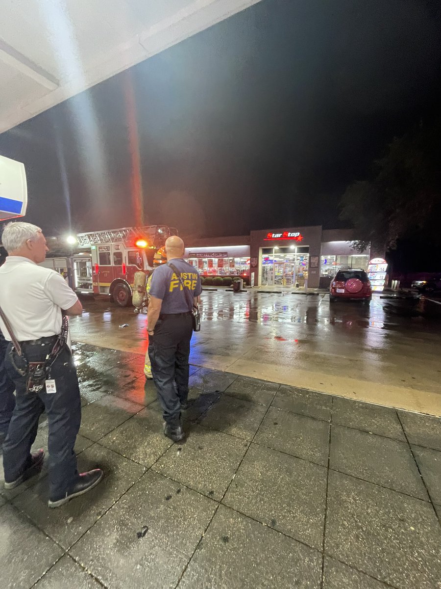 AFD on scene of a reported lightening strike into a gas station in the 4900 block of Monterey Oaks Blvd. Crews searching for source of smoke