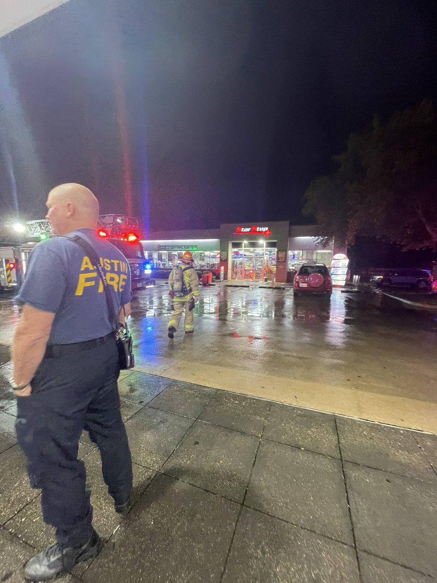 AFD on scene of a reported lightening strike into a gas station in the 4900 block of Monterey Oaks Blvd. Crews searching for source of smoke 