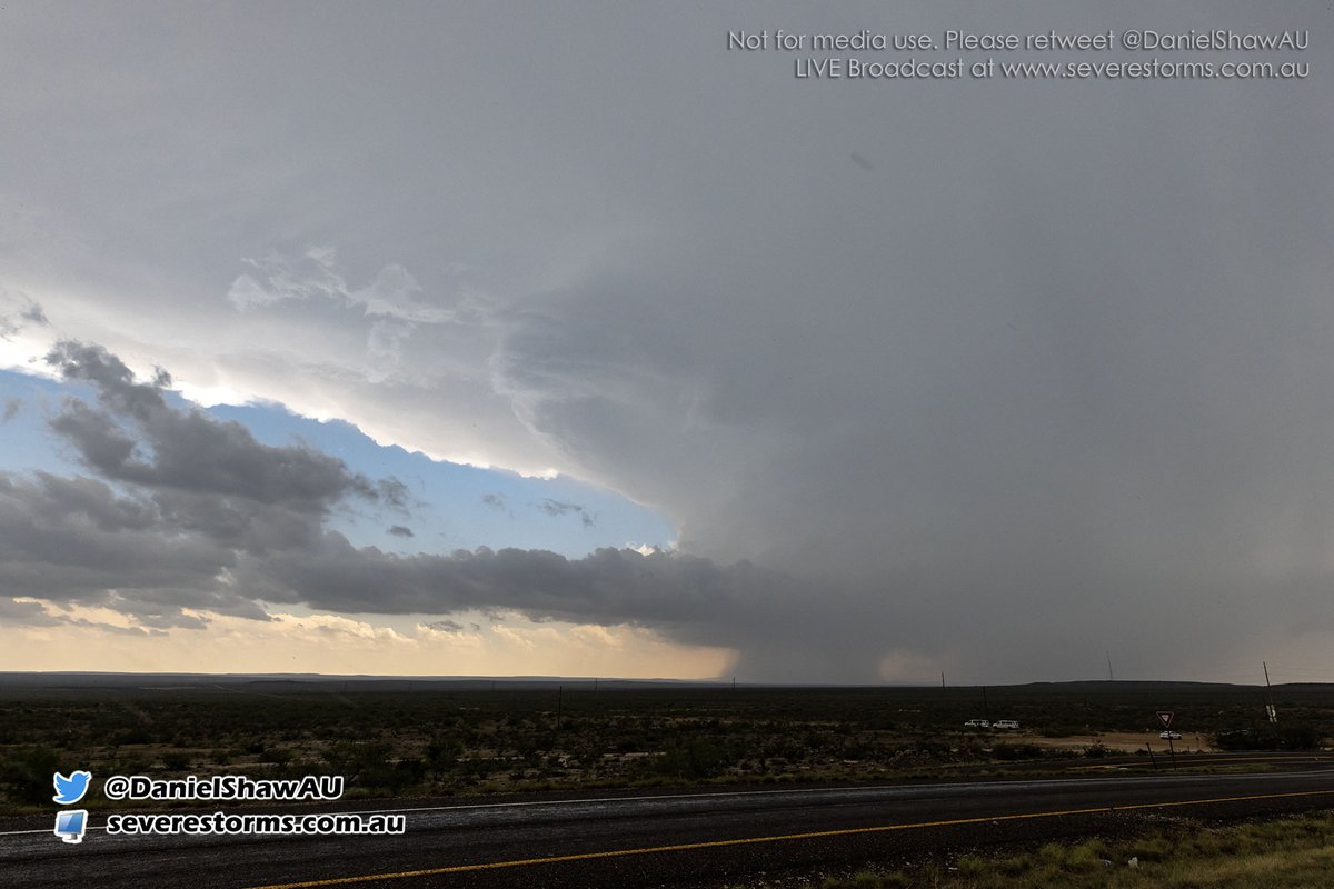 View of the tornado producing storm from the north of Fort Stockton  Texas