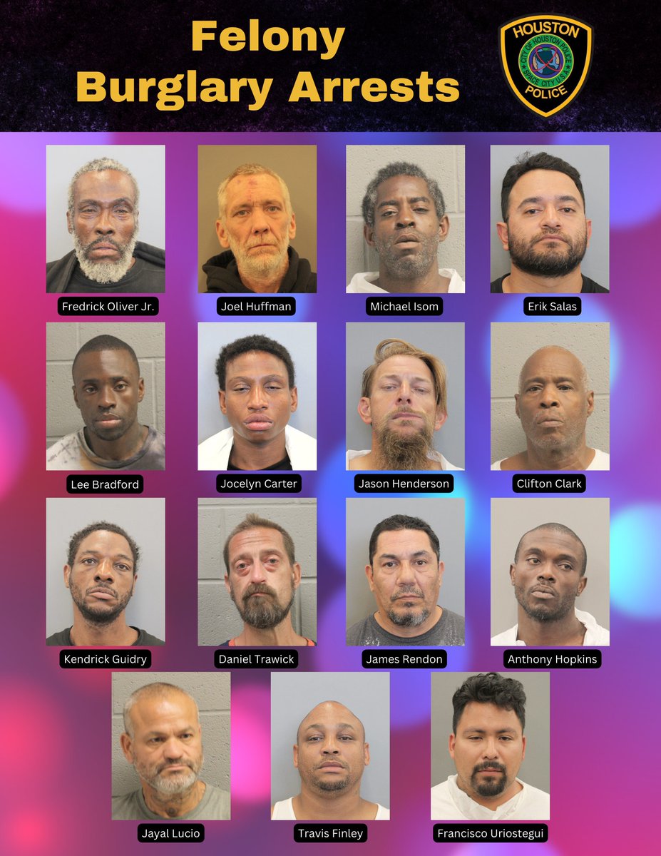 These 15 suspects tried to take advantage of power outages after last week's storm and break into businesses in our city.HPD officers caught the suspects at the scenes. All were taken to jail and are charged with felonies.