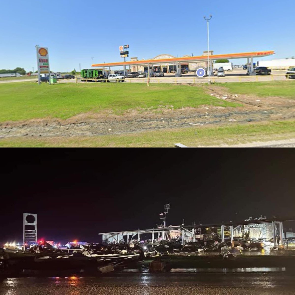 Shell Gateway 50 (One9 Fuel Network) Truck Stop in Valley View, TX where a violent tornado struck.