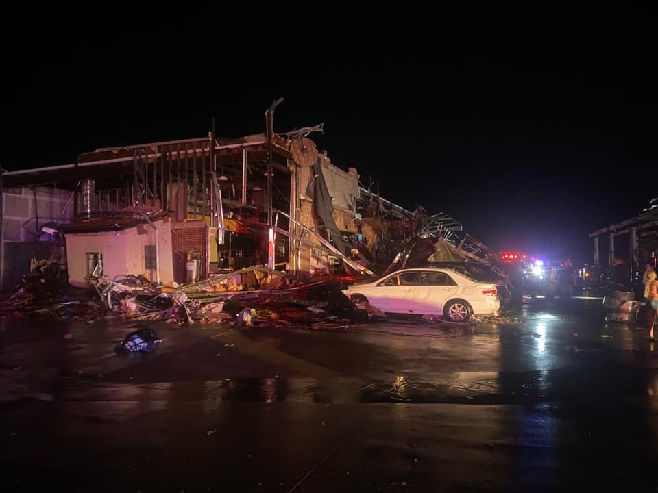 Here is a photo of the major damage to buildings at I35 and Lone Oak Road between Valley View and Sanger. Several injuries have been reported. EMS Triage is underway. Ambulances from across Denton and Cooke counties have been sent to the scene.