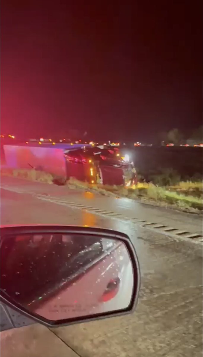 Travel along I35 between Valley View and Sanger is highly discouraged as crews clean up several crashed vehicles and at least two overturned 18-wheelers after a large tornado moved across the highway around
