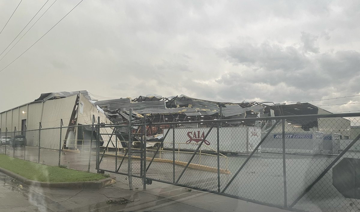 Storm Damage (Terrell) A large commercial warehouse along Airport Road has sustained major damage after strong winds/potential tornado