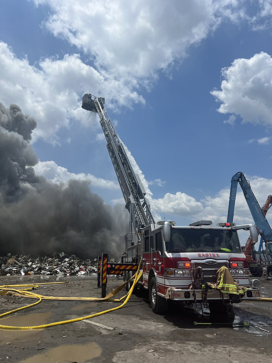 HCFMO is on scene assisting Eastex FD with a trash fire at a recycling company in the 7600 block of East Mount Houston.  2 firefighters have been transported in stable condition for smoke inhalation. This is an active scene. Hazmat and Pollution control are also responding