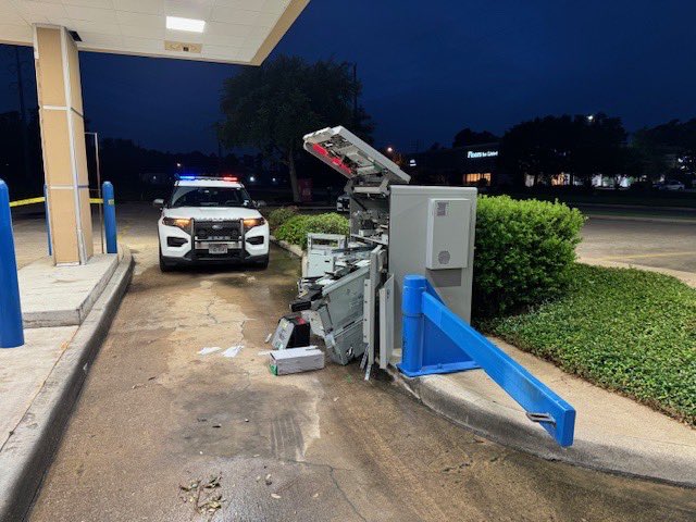 Heavy police presence at the Chase Bank located in the 15300 block of N. Eldridge Pkwy. Constables are investigating a robbery where a Global employee was servicing said ATM and was approached by three suspects who robbed him of the ATM&s contents. Investigation continues