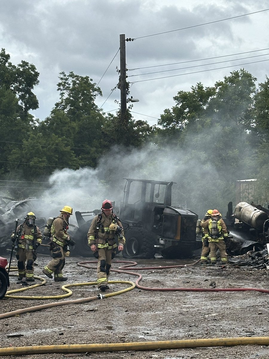 AFD responding to a fire involving several vehicles and heavy equipment in the 800blk of Ruby Dr. Fire under control, crews working to extinguish hot spots