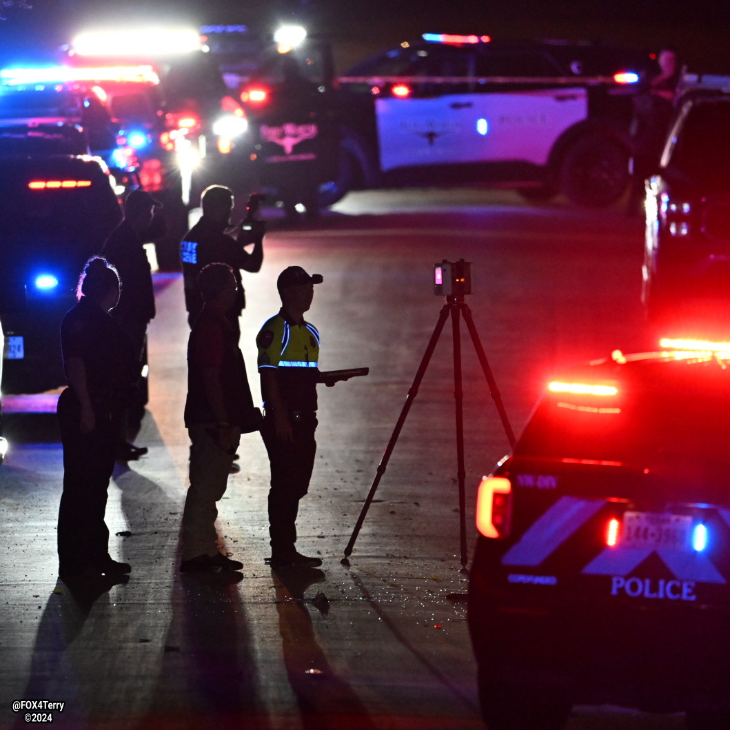 FortWorth police on scene of a crash along NW 27th Street. A woman is dead, two other people seriously injured. 