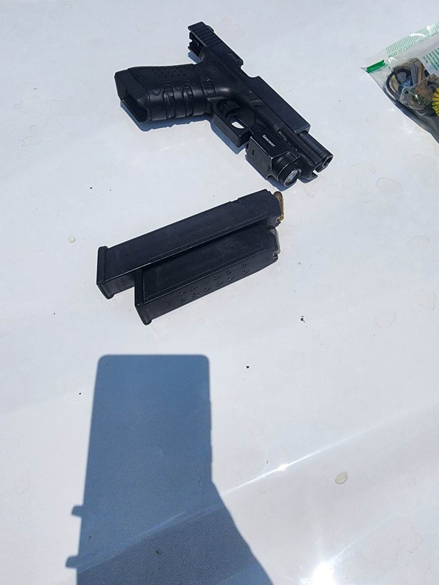 Deputy Chavez has an adult male in custody following a traffic stop in the 19700 block of the North Freeway.The male, a convicted felon, was found to be in possession of a loaded firearm and was found to have 11 open Misdemeanor Warrants